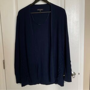 💙✨ Banana Republic Navy Lace-Up Design Open Cardigan Sweater S EUC Minimalist